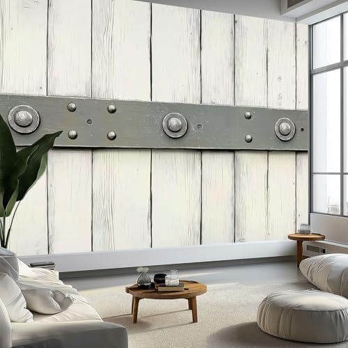 Moda Art Papel Tapiz Tablones De Metal Arte Mural de Papel Pintado 300x210 cm Fotomural Decoración de Papel Tapiz Fondo de Pared de Tv de Fotografía, Gris Claro