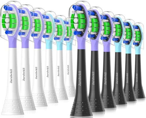 Paquete de 12 cabezales de cepillo de dientes compatibles con cepillo de dientes eléctrico Philips Sonicare, cabezal de cepillo para ProtectiveClean 4300. DiamondClean 9000 3100 5300 (6 negros 6