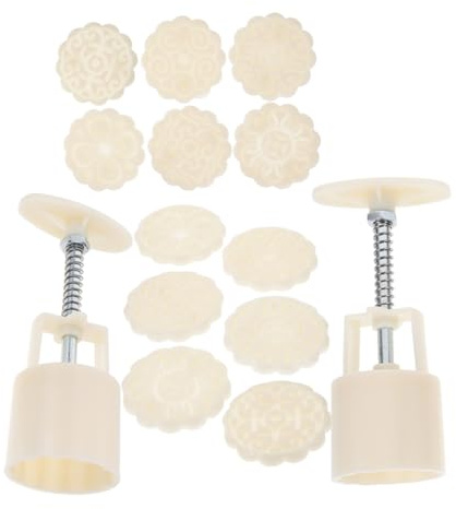 TOVINANNA Molde para Pastel de Luna 50 G 3D Diseños de Flores Juego de 2 Sets 6 Sellos para Galletas Cupcakes y Repostería Tradicional Molde de Prensa para Postres Festivos