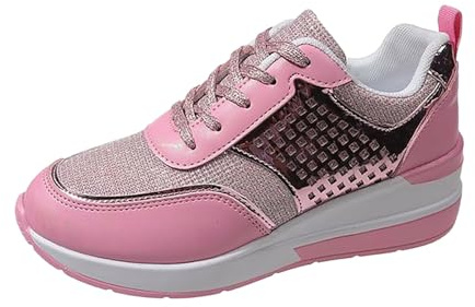YIzdegg Dam, platåneaker, kilklack, halvskor, platå, fritidsskor, kil sneakers, ventilerande sportskor, stor storlek, sneakers, halkfria sneakers, konstläder, tennisskor, bekväma skor, Het rosa, 37