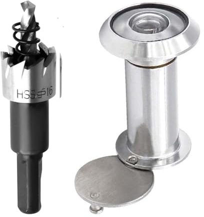 Xiciki Türspion mit Sichtschutz 220° Weitwinkel Optische Glaslinsen, Tür Spion Bohrloch Ø 16mm pion mit Bohrer Einstellbare Länge Türspion für 35-60mm Dicke Türen