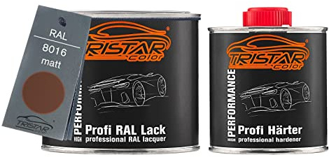 TRISTARcolor RAL 8016 Mahagonibraun matt 2K Autolack 0,75 Liter / 750 ml Dose inkl. Härter