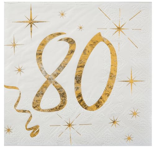 Santex Cocktail-Servietten 80. Geburtstag Golden Times 20er Pack