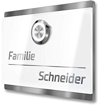 Metzler LED-Türklingel Haustürklingel aus Edelstahl in weiß - inkl. Gravur-Service