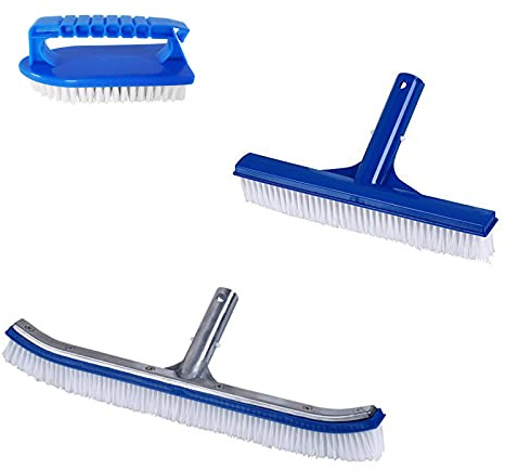 well2wellness® Pool Bürsten Poolbürsten Beckenbürsten Set Mit Großer Alu-Beckenbürste, Schmaler Kunststoffbürste und Handbürste | Große Alu-Beckenbürste, Schmale Kunststoffbürste, Handbürste, 3-teiliges Set