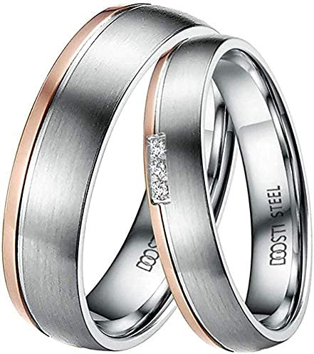 DOOSTI Paar Ringe für Damen Herren Partnerring Edelstahl Bicolor Silber Rosegold ohne/mit Zirkonia Ehering Trauring Freundschaftsring Hochzeit Ringe Frau Mann (Herrenring, 70 (22.3))