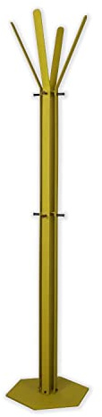 Gorillz Stack Four Perchero de pie amarillo (175 x 40 cm), elegante colgadores de ropa de acero resistente con 12 ganchos, ahorra espacio en un diseño sencillo