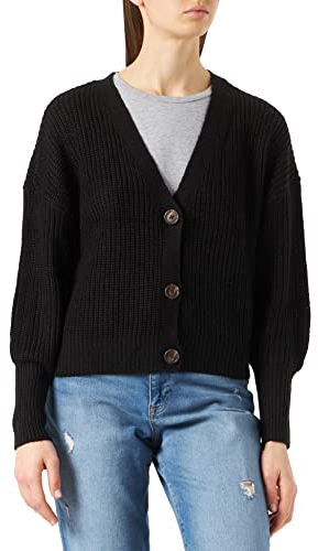 Vero Moda Femme Cardigan Vmlea Ls V-neck Cuff Cardigan Noos, Noir, L