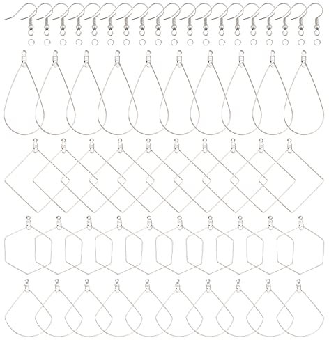 UNICRAFTALE DIY Perlen Ohrring Set 40 Stk 4 Stile Edelstahl Creolen Ohrring 40 Stück Hypoallergene Ohrringhaken 40 Stück 3 mm Metall Sprungringe Ohrring Teile DIY Ohrring Herstellungs Kits