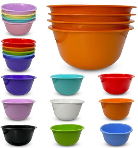 ECO Reusable Unbreakable Colourful Plastic Bowls Set of 4 Shatterproof 100% Food Safe Perfect for Camping, Indoor, Outdoor, and Picnic (Orange, Medium 1800ml)