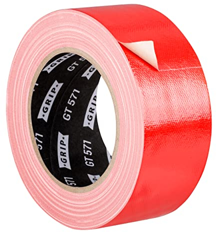 GRIP Eventbasics Gewebeband rot, 50 mm x 25 m, farbiges Gaffa Tape GT 571, sehr hohe Klebkraft, Profi Gewebeklebeband zum Markieren, Basteln, Befestigen, Reparieren uvm. im Innen- und Außenbereich
