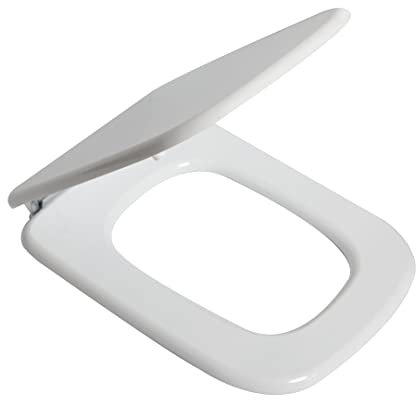 ERCOS Tavoletta Wc Compatibile Con Wc Rio H 425 MM L 339 MM , Sedile Wc Con Cerniere Cromate Interasse 160 MM, Copriwater Colore Bianco