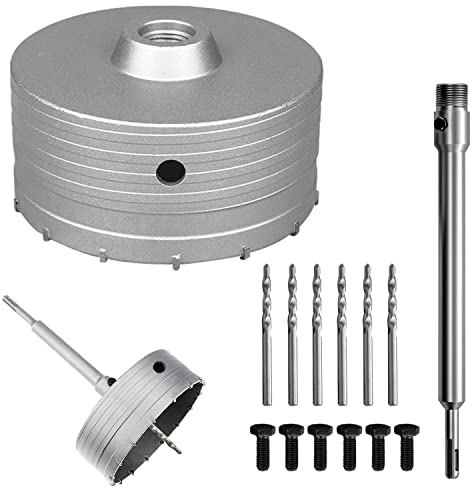 Fresa a Tazza Carotatrice Muro Cemento Ø 150 mm, Trapano per Calcestruzzo con Gambo Esteso SDS in Carburo di Tungsteno da 220 MM per Condizionatori D'aria, Cappe o Lavatrici Punzonatura di Tubi