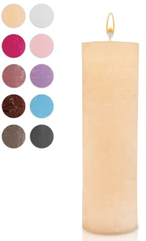 WikaKerzen Stumpenkerze-Rohling - Zur Deko oder zum Basteln & Verzieren - DIY - Taufe, Geburtstag, Hochzeit, Kommunion, Weihnachten - Rustik (Champagner, 20x7cm)