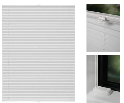 metablo Thermoplissee nach Maß Plissee zum Bohren Innendekoration Sicht und Sonnenschutz Wärmeschutz Fensterplissee für viele Gößen Weiß B: 61-70 cm, H: 201-250 cm