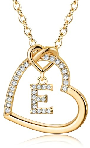 TINGN Kette Damen Gold Silber- Gold Kette Damen Herz Halskette Buchstaben A-Z Ketten Geschenke für Frauen Mädchen Geschenk Personalisierte Geschenke für Kinder Halskette Mädchen Schmuck Geschenk