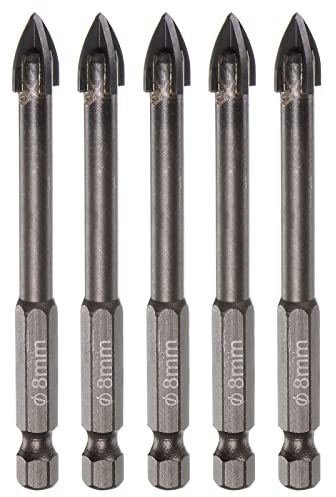 sourcing map 5pcs Titane Enduit Maçonnerie Perceuse Morceau 8mm | Triangle Béton Foret Mèches, Céramique Carrelage Mèche Mèche avec 1 4 Hex Tige pour Céramique Carrelage sur Béton Brique Mur