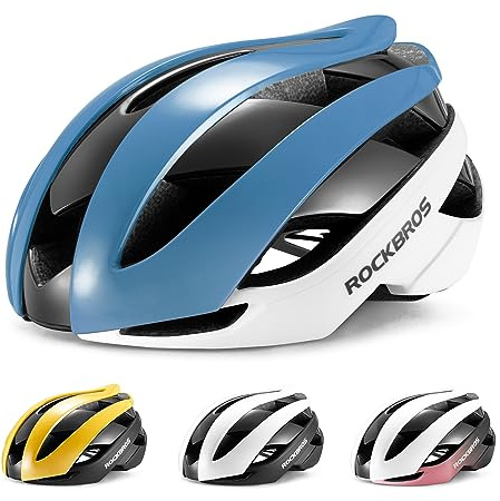 ROCKBROS Cykelhjälm, Racinghjälm, MTB-Cykelhjälm, Lätt, Justerbar Hjälm, Cykelhjälm för Män och Kvinnor, Omkrets 55-61 CM, 4 Färger