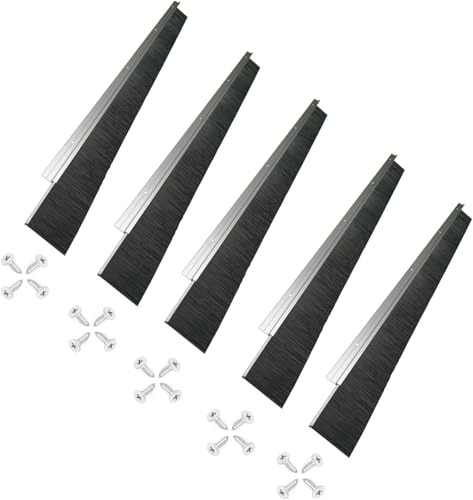 Door Bottom Brush Sweep 39.37 Retsun Aluminum Door Sweep with 1 1/2 PP Bristles, Heavy Duty Weather Stripping Draft Stopper for Exterior, Garage & Commercial Doors (15 FT, 1.5 in, 5 Sets)