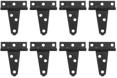 sourcing map 8Pcs T-Strap Door Hinges, 2 Wrought Tee Shed Gate Hinges Iron Hardware for Wooden Barn, Fence, Yard Door Hinges (Black)