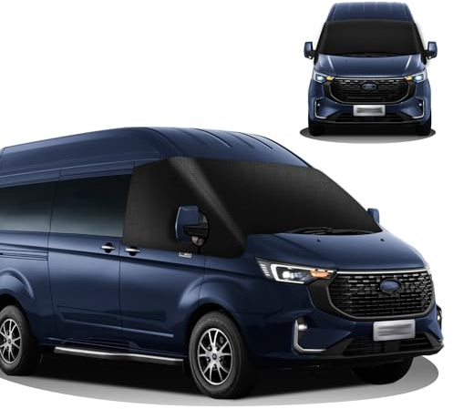 MaxEarn für Transit MK7 Front Windschutzscheiben-Wrap-Cover, 600D Oxford-Stoff Blackout Wasserdichte Auto-Windschutzscheiben-Abdeckung, Frostschutz Wetterfester Schutzbezug für Ford Transporter