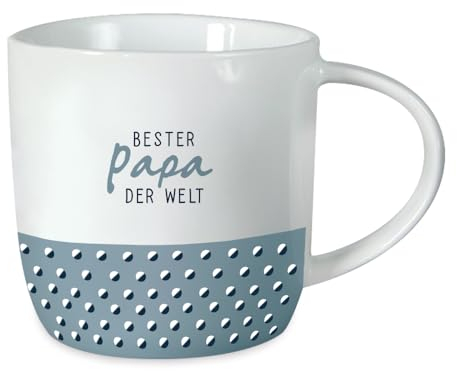 Grafik-Werkstatt Kaffeetasse mit Spruch 300 ml Porzellan Tasse Bester Papa der Welt, Weiß
