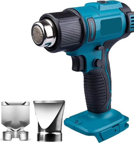 WowZza Cordless Heat Gun Compatible for Max Battery, Hot Air Gun with 2 Nozzles, 2-Temp Settings Max Fast Heating Wireless Heat Gun with Led Light (Not Included)