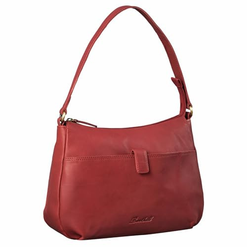 Benthill Handtasche Damen Leder - Damentasche aus Rindsleder - Echt Leder Schultertasche mit Reißverschluss - Vintage Umhängetasche, Farbe:Rot