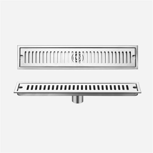 Rechteckiges Duschbodenablauf Komplettset für Badezimmer Edelstahl Befliesbar Duschrinne extra flach Seitlicher Bodenablauf für Badezimmer (Size : 50cm)