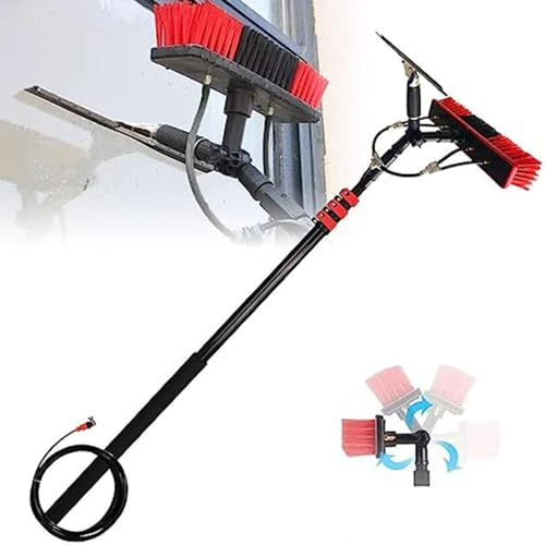 Window Cleaning Pole,Water Fed Telescopic Brush Extendable Cleaner Conservatory Roof Cleaning Tools Window Cleaner Kit with Squeegee (Size : 9m/30FT)