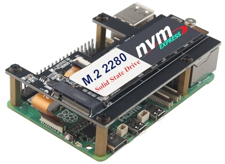 ZDE ZP517A PCIe to M.2 HAT Key-M NVMe SSD Shield Solid State Drive Adapter Board Pip PCIe Peripheral Board for Raspberry Pi 5 Support M.2 NVMe SSD 2230 2242 2260 2280