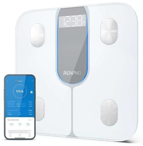 RENPHO Elis 1C Smart Körperwaage – Digitale Waage mit App, Bluetooth, Körperfettanalyse, Gewicht, BMI & mehr – Fitness-Tracker für Zuhause