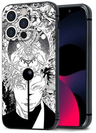 HWLHJJ Satoru Gojo and Sukuna JJK Manga Lover's Silicone TPU Case - Premium Cool Black Design Anime Mobile Phone Case for iPhone 12 Mini