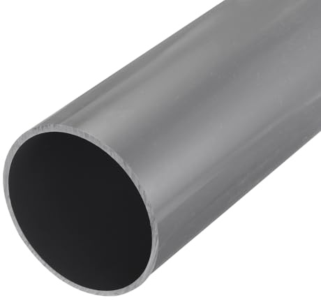 sourcing map Tube rigide en PVC de 4,3 pouces, tuyau rond, tube de quincaillerie 101,6 mm (4 pouces) diamètre intérieur, 110 mm diamètre extérieur, 350 mm, gris clair, haute résistance aux chocs, pour
