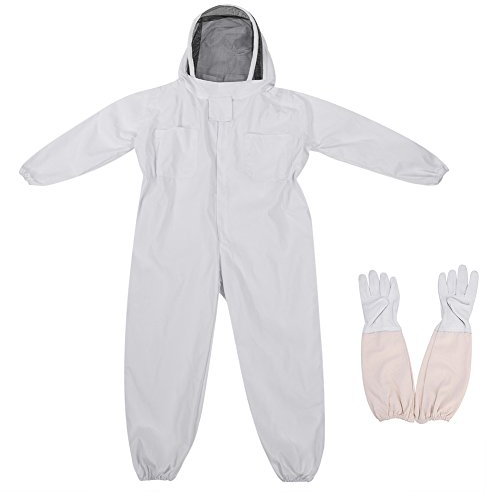Imkerei-Anzug-Handschuh-Set, Schützende Ausrüstung, Overall für Männer und Frauen mit 3 Taschen, Schnellem Reißverschluss für den Besuch der Bienenfarm (XXL)