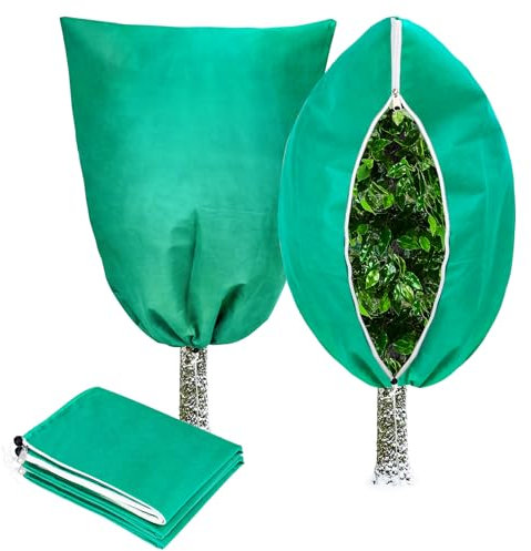 Hysagtek Garden Fleece Plant Fleece Frost Protection 2 Pack 80 X 120cm Plant Covers Freeze Protection Winter 80gms Plant Frost Protection Drawstring Garden Fleece Bags Plant Covers for Winter