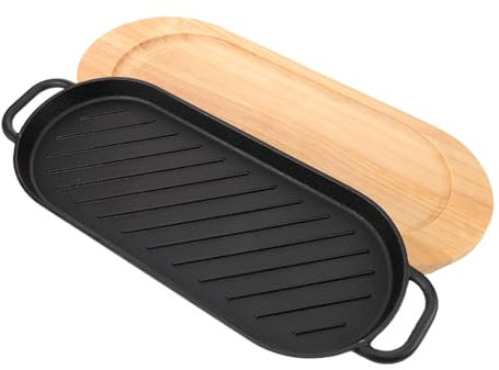 Cabilock Sartén de Hierro Fundido para Bistec sin Rebabas, Ligero, 1 Set, Plato para Carne Adecuado para Uso Doméstico y Hoteles