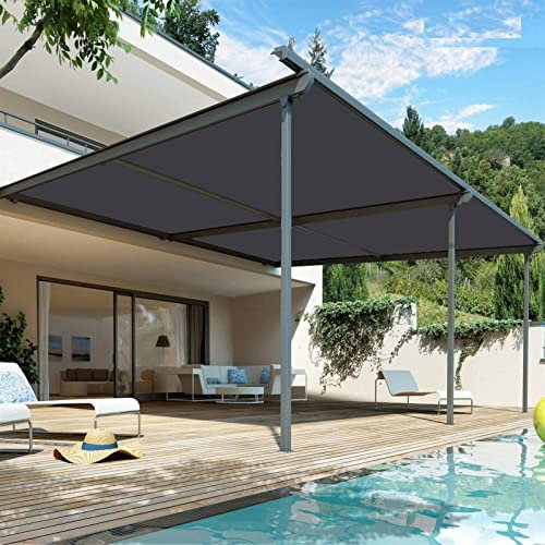 Pali per vela ombreggiante, 2 x 6 m, in tessuto anti UV, per esterni, patio, permeabile all'aria, colore sabbia e grigio scuro, 22622