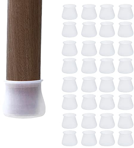 CHENGZI 32 PCS Furniture Silicon Protection Cover,Chair Leg Caps Silicone Floor Protector Round Furniture Table Feet Cover, Anti-Slip Bottom Chair Pads (White)