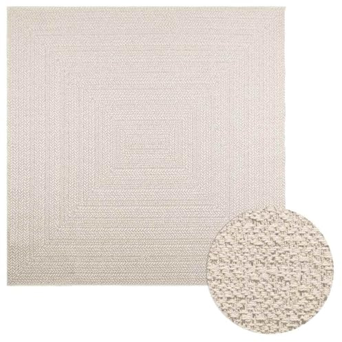 vidaXL Teppich ZIZUR Creme 200x200 cm Jute-Optik Indoor und Outdoor