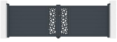 Casanoov Portail battant 4m SUNNY H.120cm alu + 2 poteaux EIFEL 15x15cm H.166cm GRIS