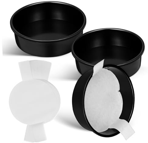 Cabilock Juego De Moldes Para Pasteles Versátiles De 8 Pulgadas Redondos Antiadherentes De Metal Con Papel Pergamino Para Hornear Y Disfrutar Del Té.