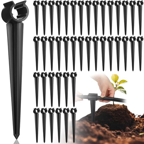 Quzzil 50 Pcs Irrigation Drip Support Stakes 1/2 Inch Tubing Hose Holder, Pipe Universal Drip Lines Tubing Hose for Gardening Patio Lawn Irrigation Growing