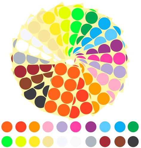 480 Stück Klebepunkte Bunt, 50mm Bunte Klebepunkte Rot, Glitzersticker, Punkte Aufkleber Rund, Glue Dots, Mini Sticker, Markierungspunkte, Runde Aufkleber für BüRo, Zuhause, Schule (12 Farben)