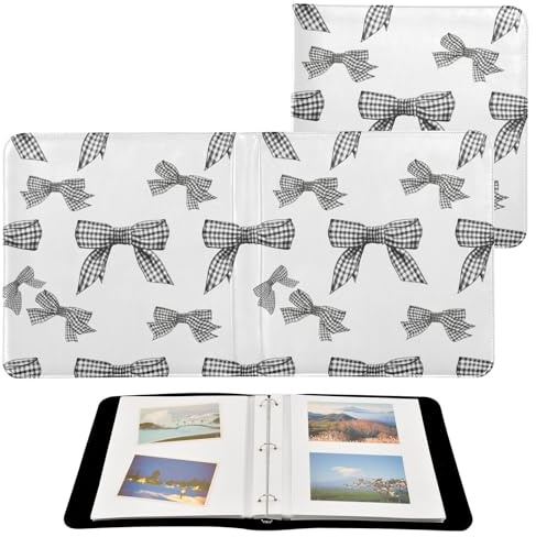 JUMBEAR Grande album fotografico autoadesivo con 20 pagine, album fai da te, per matrimoni, famiglia, bambini, vacanze, fiocchi a quadretti bianchi e neri