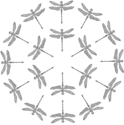BEBEMOKO 20pcs Metal Dragonfly Sculpture Decoration Stakes Outdoor Garden Courtyard Art Vintage Iron Dragonfly Figurines for Party Decorations and Home Decor