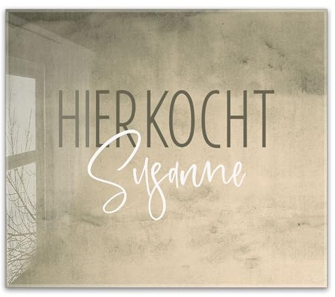 ®timalo Herdabdeckplatte personalisiert mit Namen | 60 x 52 cm Braune Wand | einteilig | 4mm ESG-Glas Ceranfeldabdeckung, Glasplatte, Schneidebrett, Abdeckplatte
