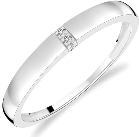 Planetys - Ehering für Damen aus 14 Karat 585/1000 Gold mit 4 weißen Diamanten
