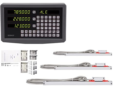 HPHPH Metal 3 Axis DRO Kits Digital Readout Display With Linear Scale Encoder Sensor 70-1020mm For Lathe Milling Drilling,Digital DRO(KA5 KA5 KA5 SDS6-3V)