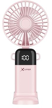 Xlayer Fläkt, vikbar handfläkt med smartphone-hållare, 1 200 mAh (rosa)